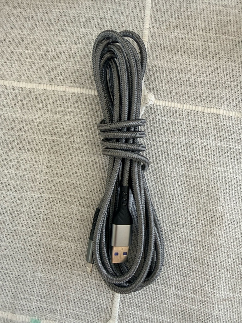 Braided USB-A to Lightning Charging Cable for an IPhone- Gray